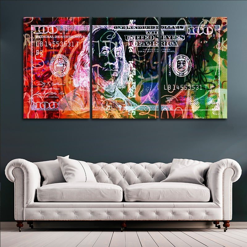 Abstract 100 Dollar Bill Wall Art Canvas Print-Stunning Canvas Prints