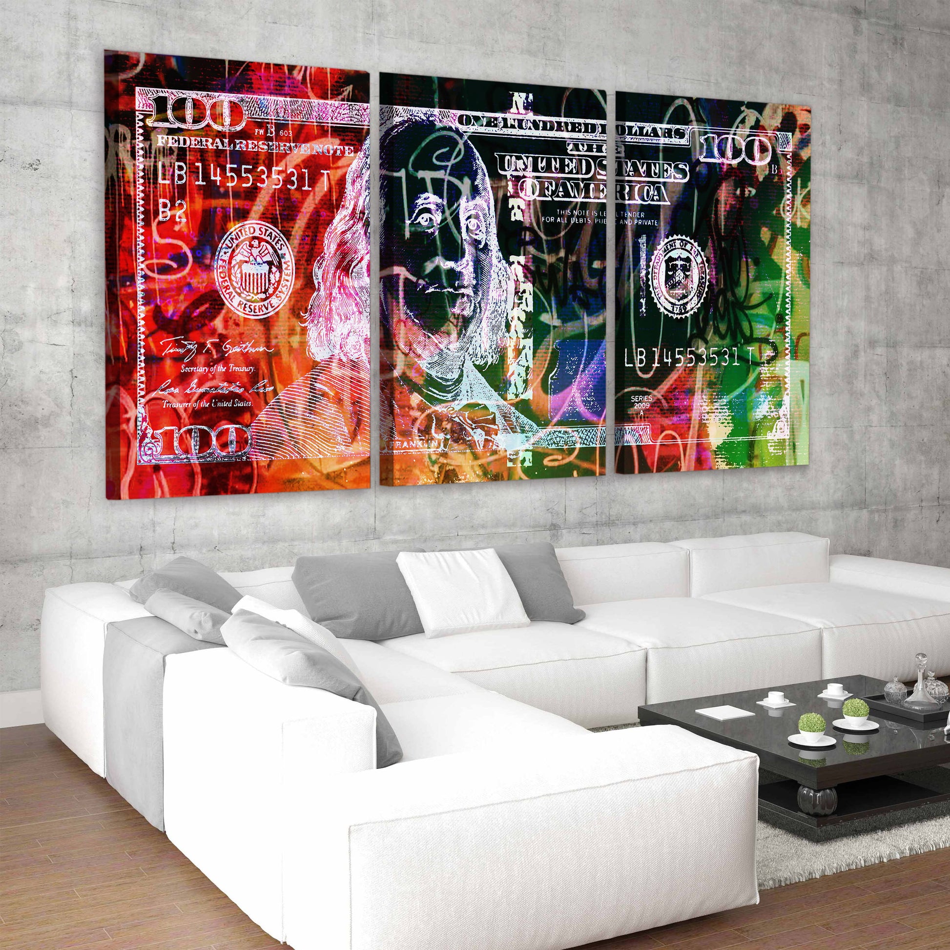 Abstract 100 Dollar Bill Wall Art Canvas Print-Stunning Canvas Prints