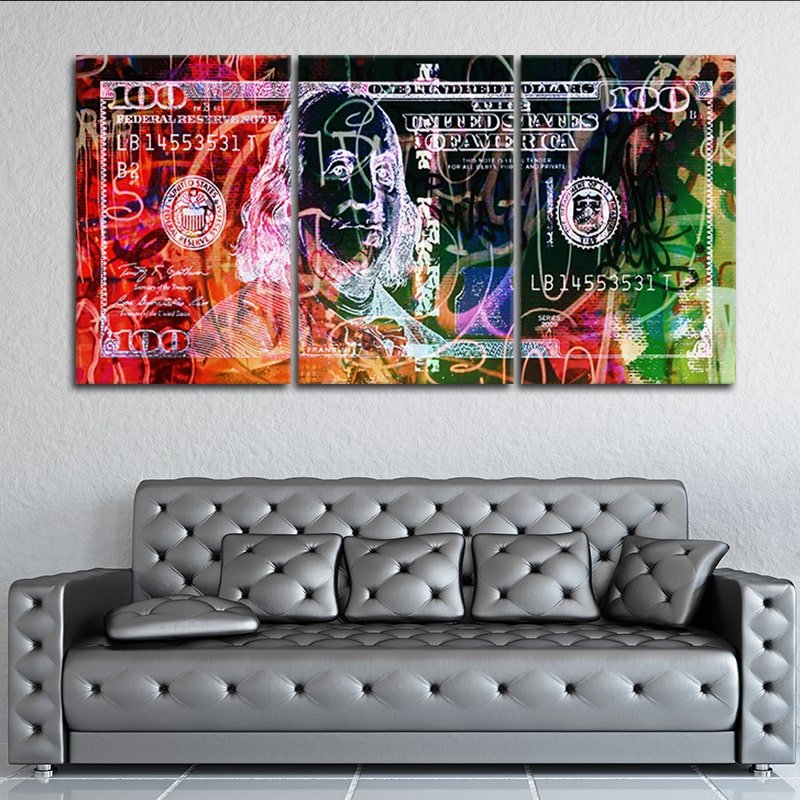 Abstract 100 Dollar Bill Wall Art Canvas Print-Stunning Canvas Prints