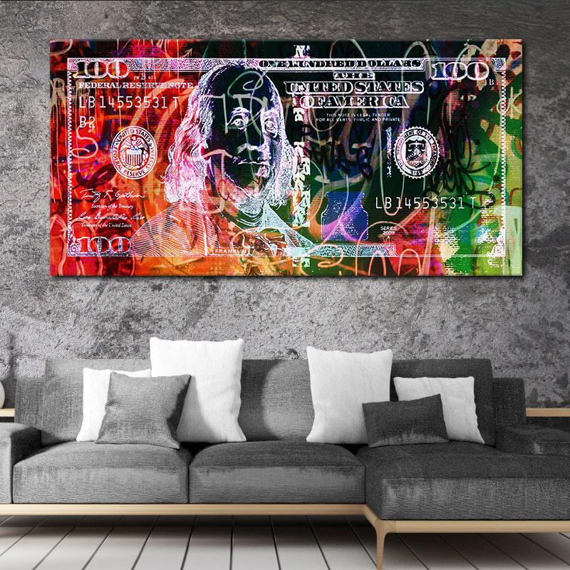 Abstract 100 Dollar Bill Wall Art Canvas Print-Stunning Canvas Prints