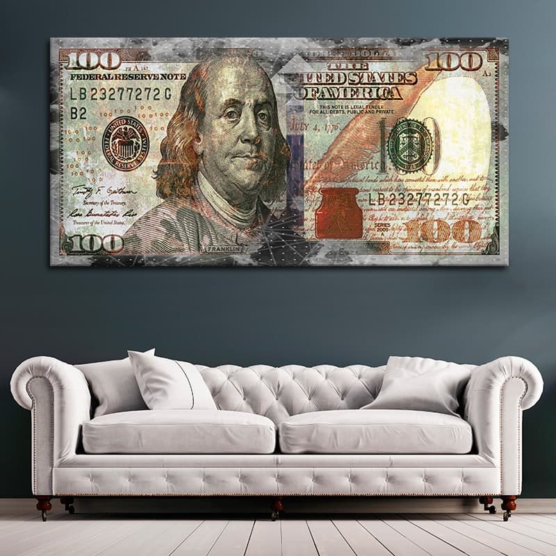 Grunge 100 Dollar Bill Wall Art Canvas Print-Stunning Canvas Prints