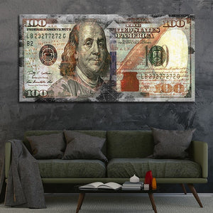 Grunge 100 Dollar Bill Wall Art Canvas Print-Stunning Canvas Prints