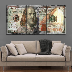 Grunge 100 Dollar Bill Wall Art Canvas Print-Stunning Canvas Prints