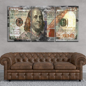 Grunge 100 Dollar Bill Wall Art Canvas Print-Stunning Canvas Prints