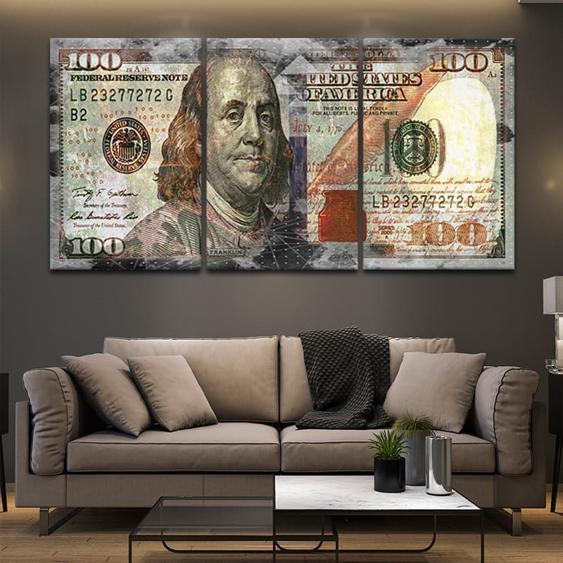 Grunge 100 Dollar Bill Wall Art Canvas Print-Stunning Canvas Prints