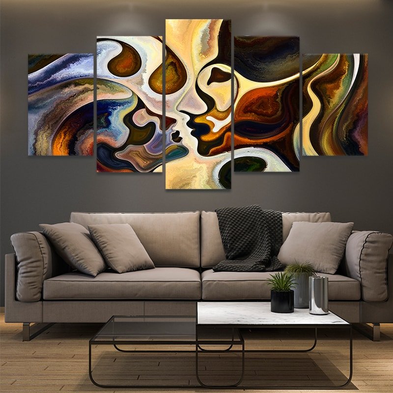 Abstract Couple Kissing Canvas Wall Art - Painting Canvas, Canvas Prin –  UnixCanvas