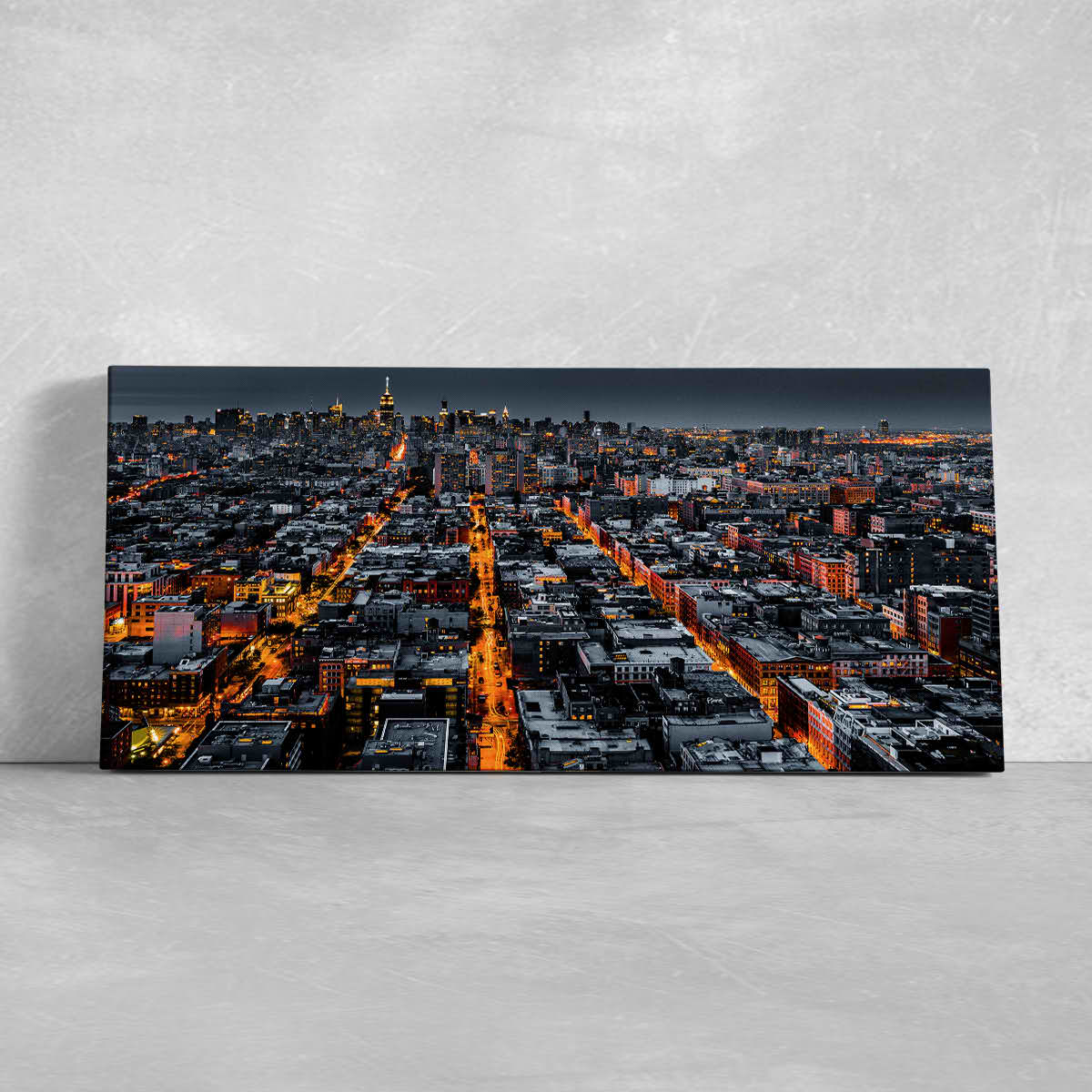 Manhattan Skyline At Night Wall Art Canvas-Stunning Canvas Prints