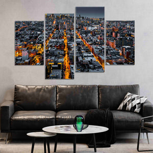 Manhattan Skyline At Night Wall Art Canvas-Stunning Canvas Prints