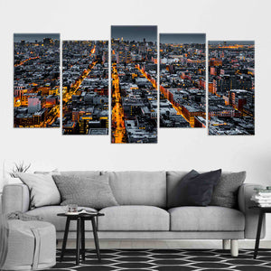 Manhattan Skyline At Night Wall Art Canvas-Stunning Canvas Prints