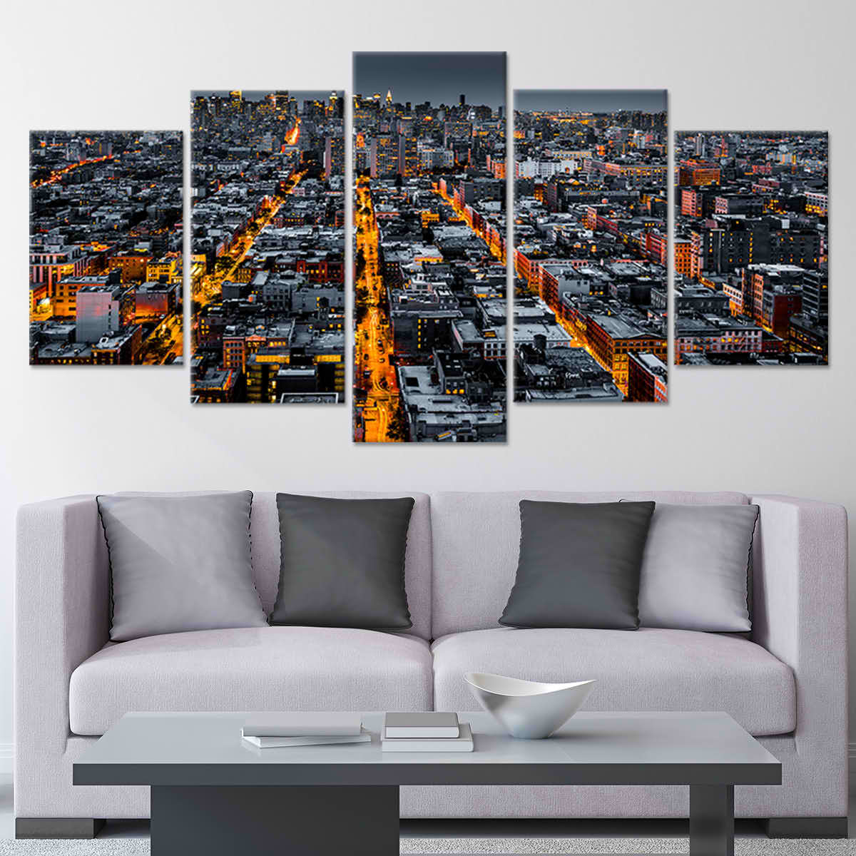 Manhattan Skyline At Night Wall Art Canvas-Stunning Canvas Prints