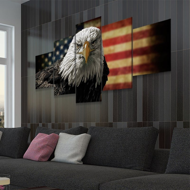 American Eagle And Flag Wall Art Canvas-Stunning Canvas Prints