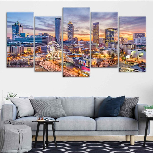 Atlanta Skyline Canvas Wall Art Set