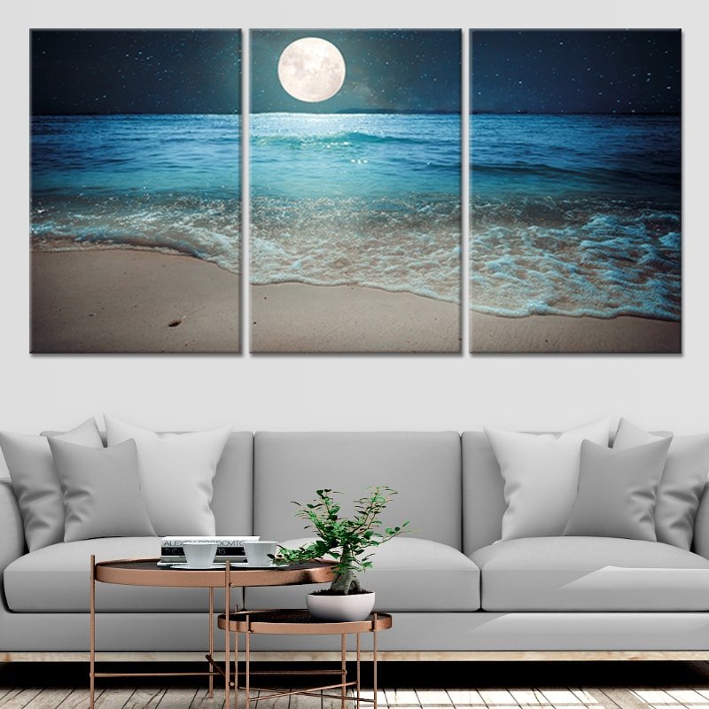 Moon Light Beach Wall Art For Bedroom Wall-Stunning Canvas Prints