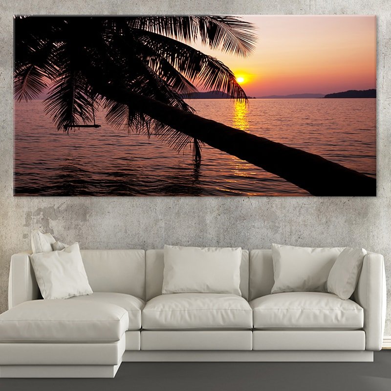 Palm Tree Beach Sunset Wall Art Canvas-Stunning Canvas Prints