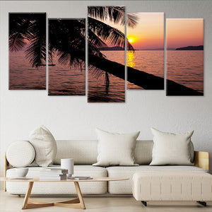 Palm Tree Beach Sunset Wall Art Canvas-Stunning Canvas Prints