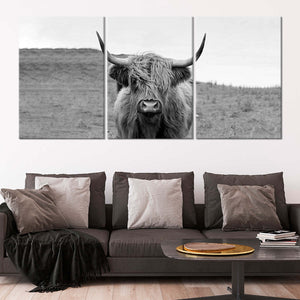 Grey Highland Cow Wall Art Canvas-Stunning Canvas Prints