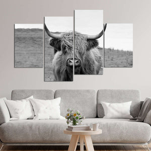 Grey Highland Cow Wall Art Canvas-Stunning Canvas Prints