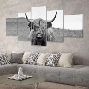 Grey Highland Cow Wall Art Canvas-Stunning Canvas Prints