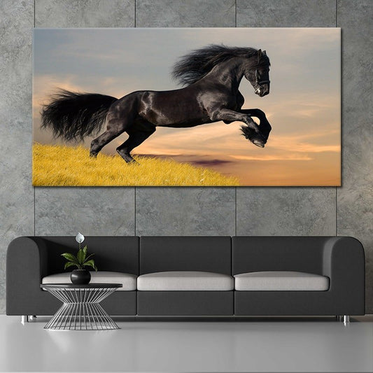 Black Friesian Horse Wall Art Canvas-Stunning Canvas Prints