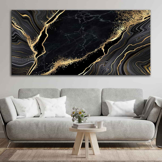 Extra Large Abstract Marble Black and Gold Wall Art For Living Room Wall-Stunning Canvas Prints