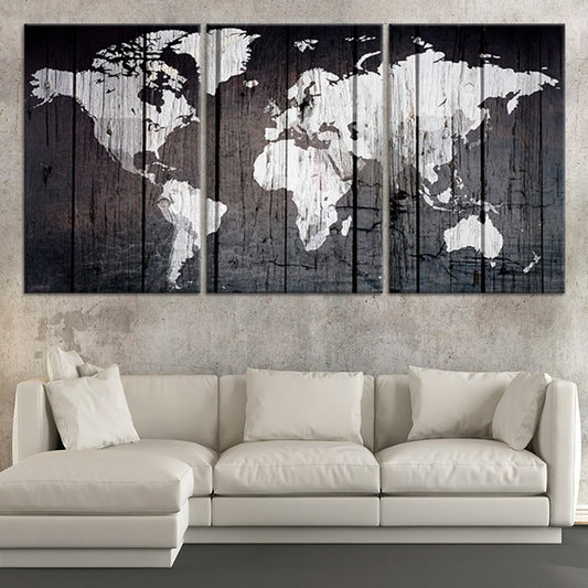 Rustic Wood Map Wall Art Canvas Print-Stunning Canvas Prints