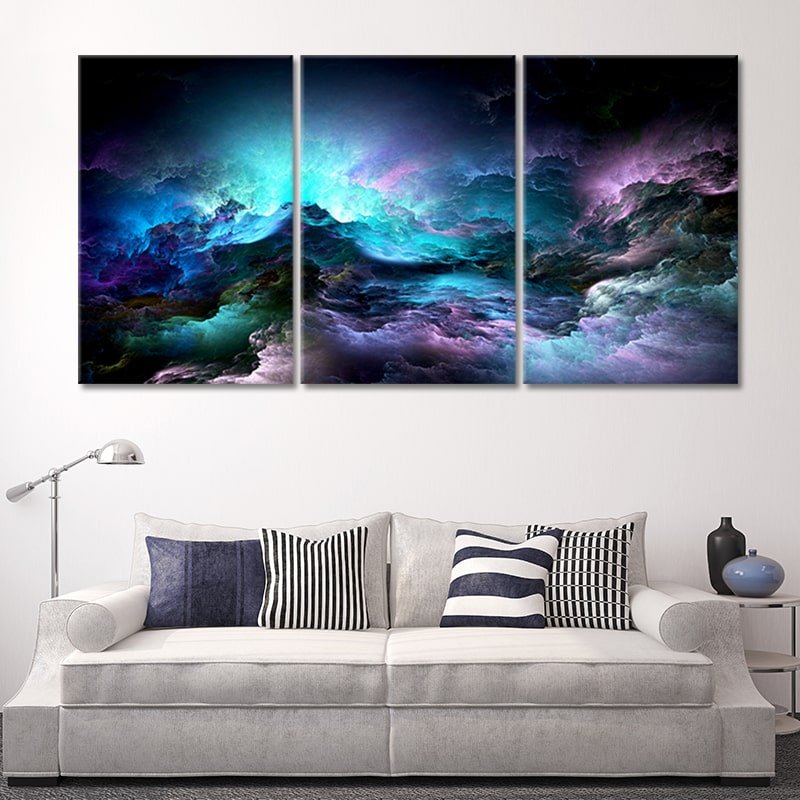 Large Framed Black and Blue Abstract Wall Art For Living Room Wall | Clouds Art-Stunning Canvas Prints