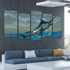 Marlin Catch Multi Panel Canvas Set, Sport Fishing House Decor