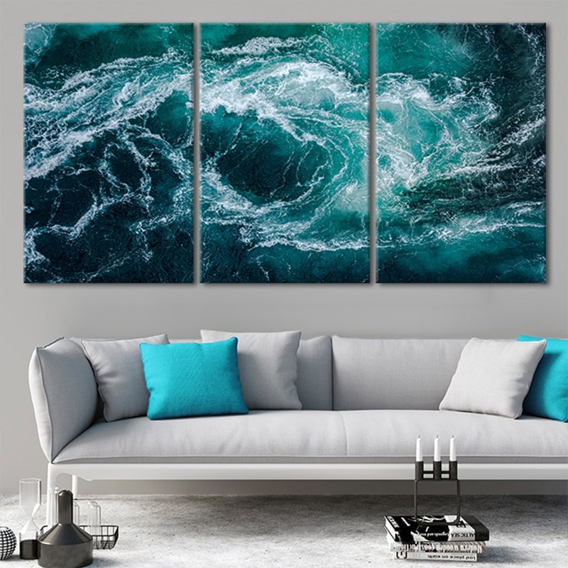 Beach themed artwork capturing the beauty of crashing waves.