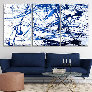 Extra Large Blue and White Abstract Splatter Painting Wall Art For Living Room Wall-Stunning Canvas Prints