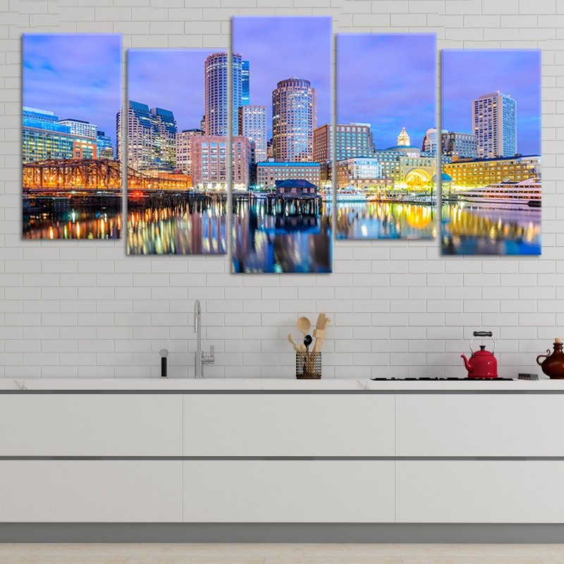 New York Skyline at Night Canvas Wall Art