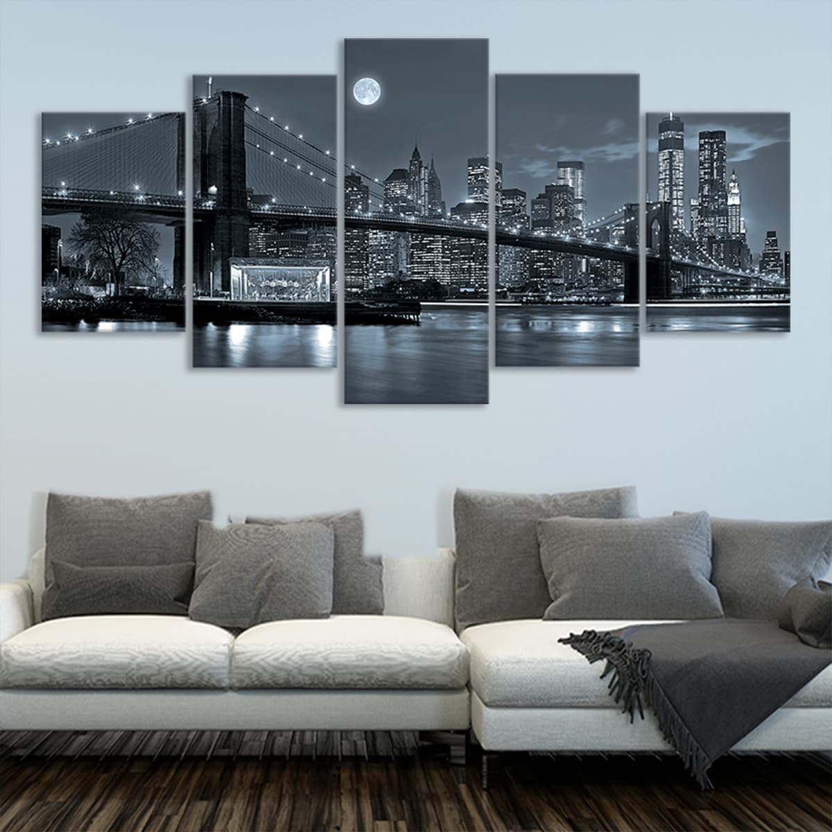 Black And White Brooklyn Bridge Wall Art Canvas-Stunning Canvas Prints