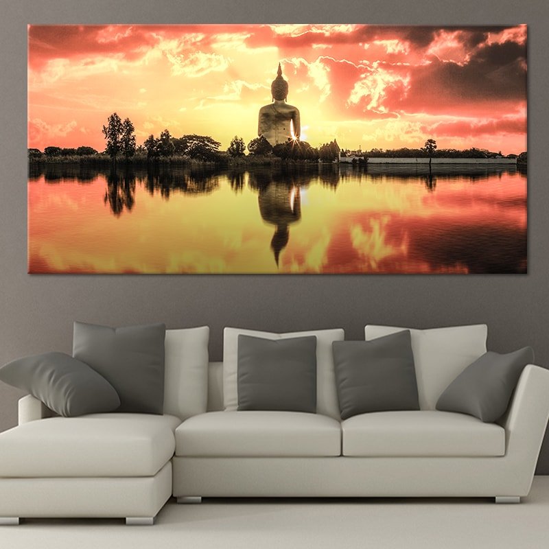 Sunset Large Buddha Wall Art Canvas Print-Stunning Canvas Prints