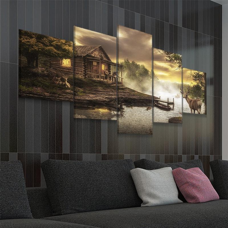 Log Cabin Canvas Wall Art For Living Room-Stunning Canvas Prints