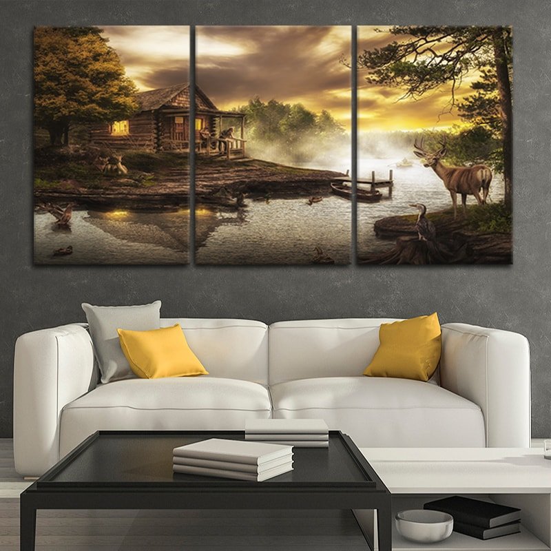 Log Cabin Canvas Wall Art For Living Room-Stunning Canvas Prints