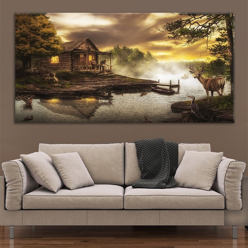 Log Cabin Canvas Wall Art For Living Room-Stunning Canvas Prints