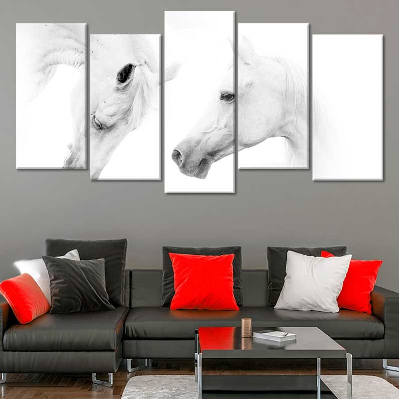 White Horse Couple Wall Art Canvas-Stunning Canvas Prints