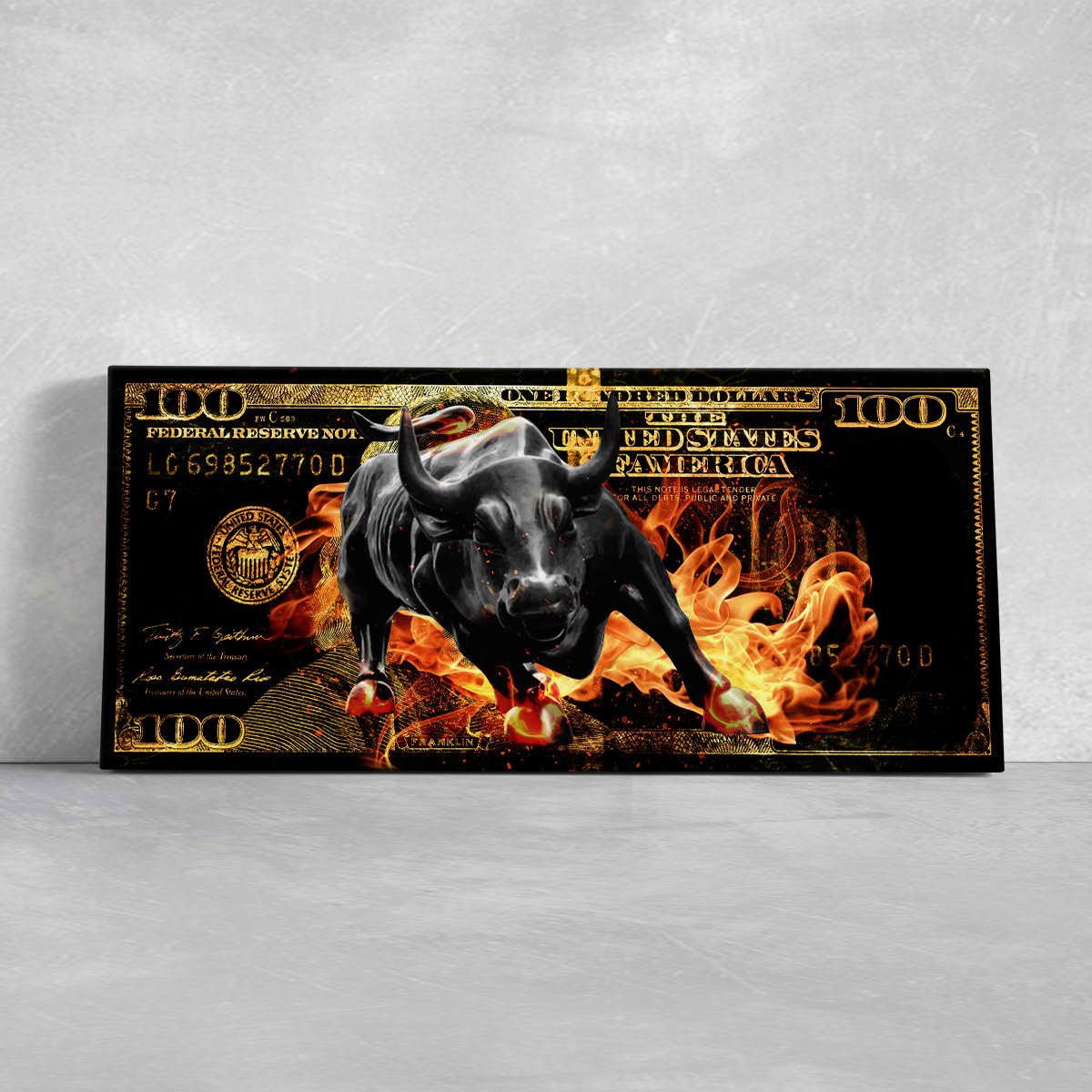 Flaming Charging Bull Wall Art Canva Print-Stunning Canvas Prints