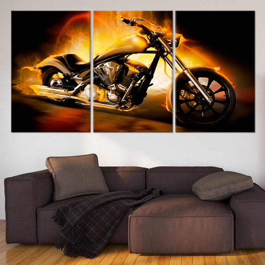 Flaming Chopper Motorcycle Wall Art Canvas Print-Stunning Canvas Prints