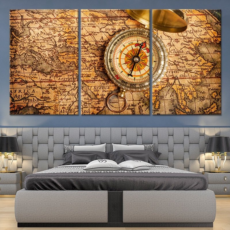 Compass World Map Wall Art Canvas Print-Stunning Canvas Prints