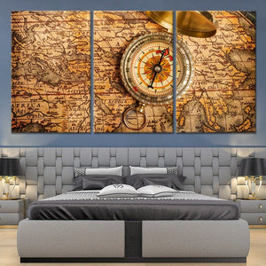 Compass World Map Wall Art Canvas Print-Stunning Canvas Prints