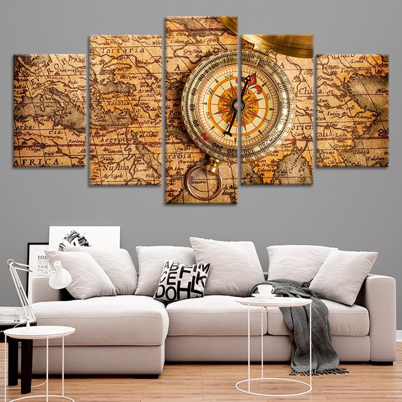 Compass World Map Wall Art Canvas Print-Stunning Canvas Prints