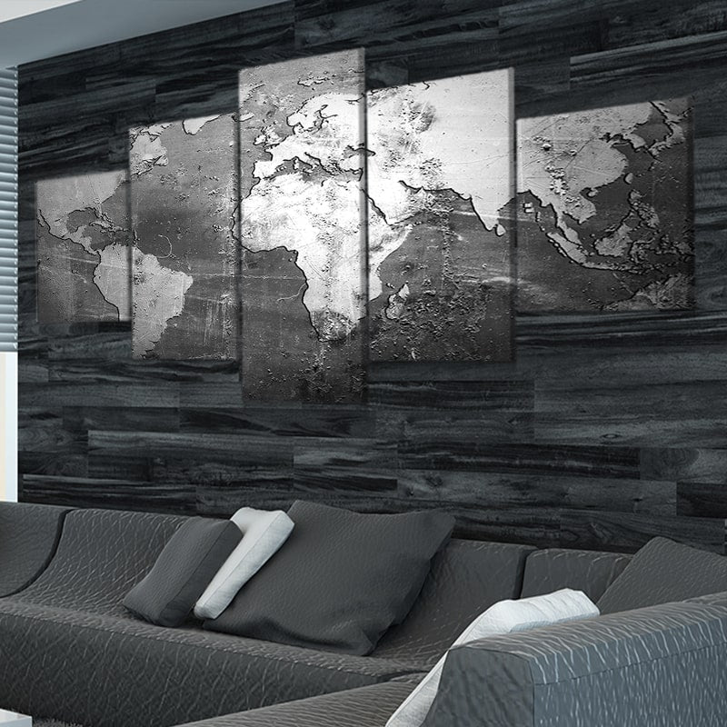 Monochrome World Map Wall Art Canvas Print-Stunning Canvas Prints