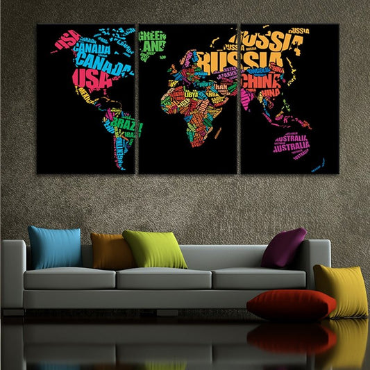 Country Names World Map Wall Art Canvas Print-Stunning Canvas Prints