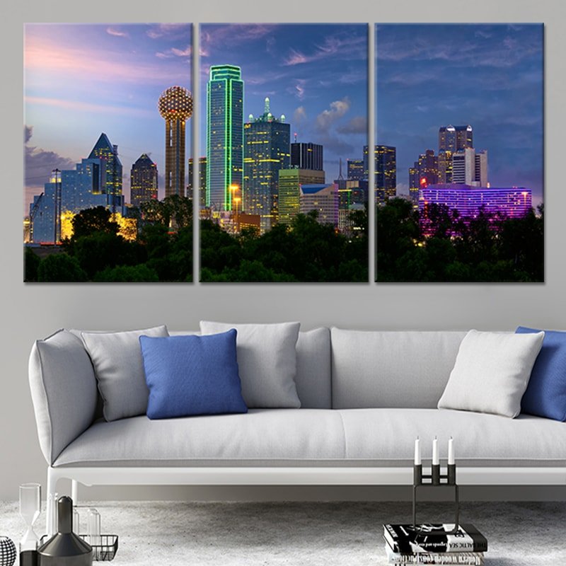 Dallas Skyline Wall Art Canvas-Stunning Canvas Prints