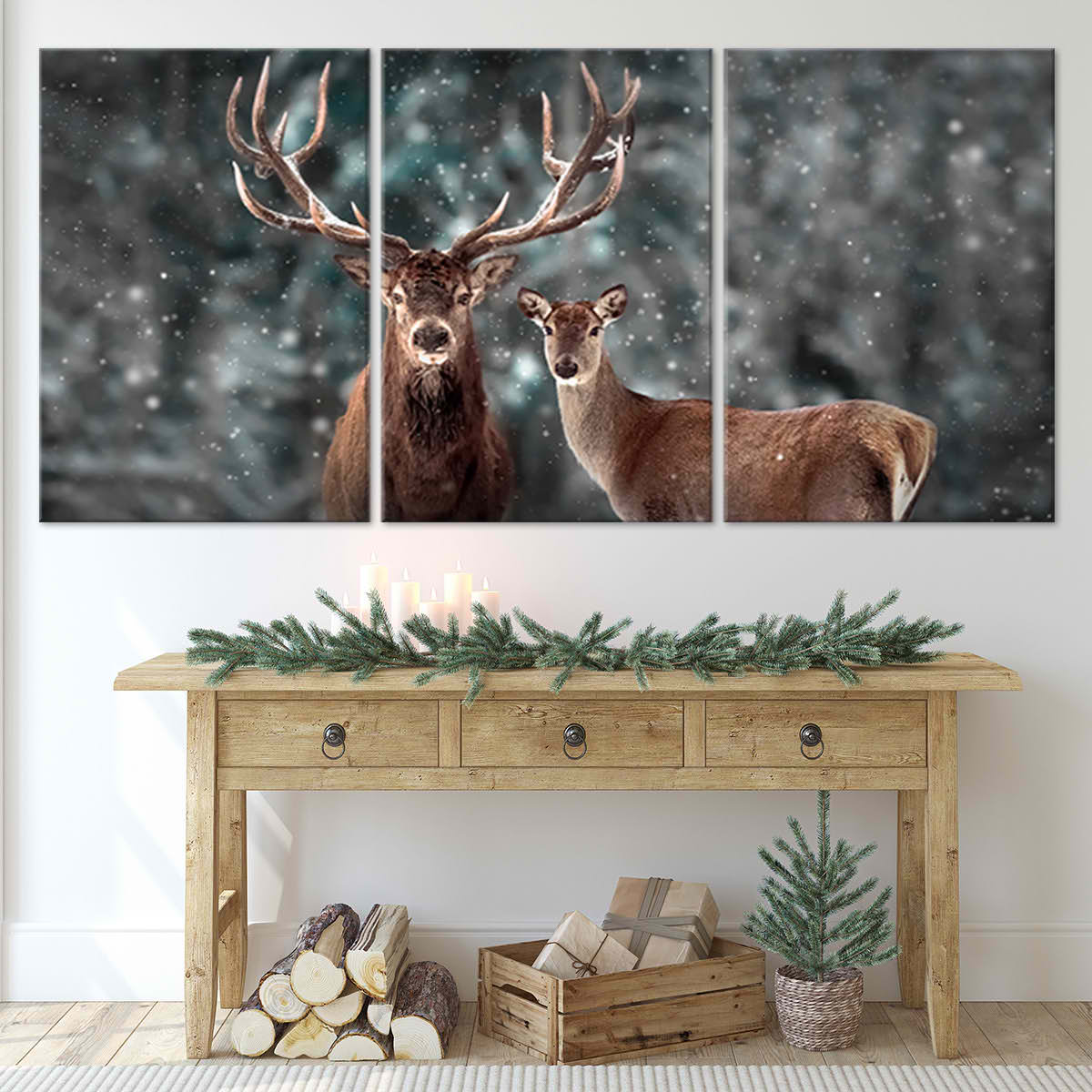 Winter Deer Elks Wall Art Canvas-Stunning Canvas Prints