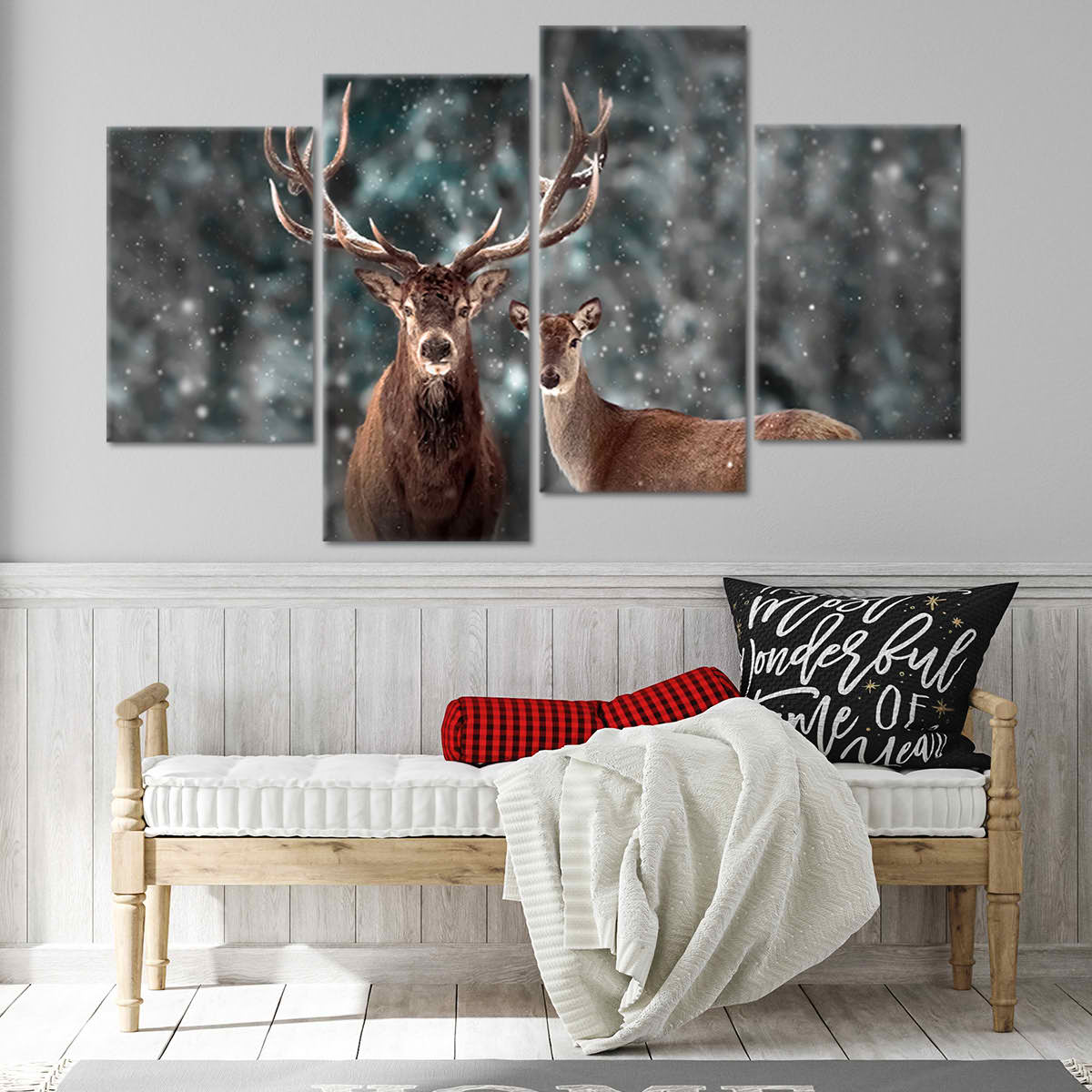 Winter Deer Elks Wall Art Canvas-Stunning Canvas Prints