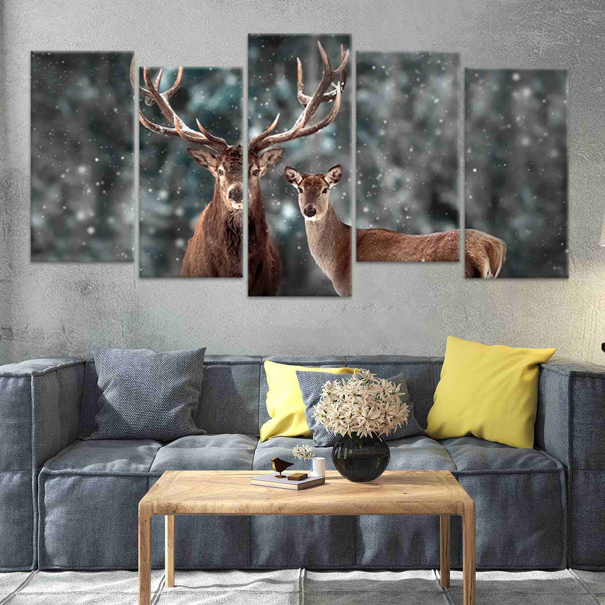 Winter Deer Elks Wall Art Canvas-Stunning Canvas Prints