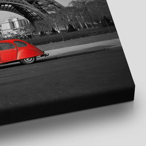 Eiffel Tower And Vintage Red Car Wall Art Canvas-Stunning Canvas Prints