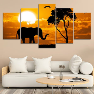 African Sunset Elephant Wall Art Canvas-Stunning Canvas Prints