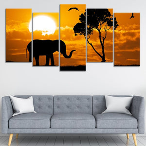 African Sunset Elephant Wall Art Canvas-Stunning Canvas Prints